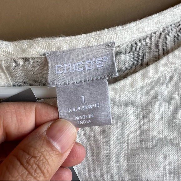 Chico's Floral Linen Blouse - Size M - Summer Lightweight Casual - NWT - Picture 5 of 7